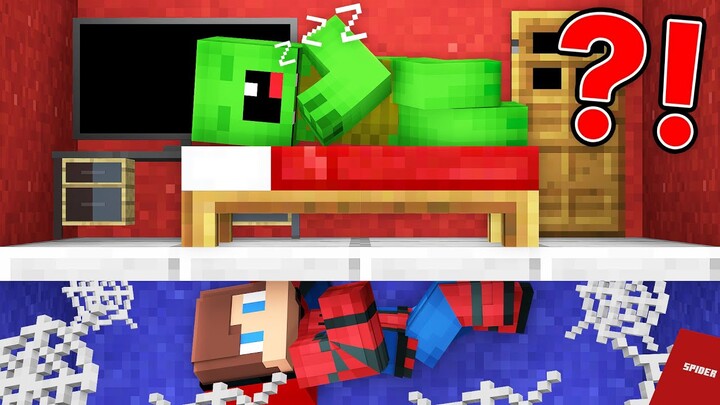 JJ Spider Man Under The Mikey Bed in Minecraft - Maizen