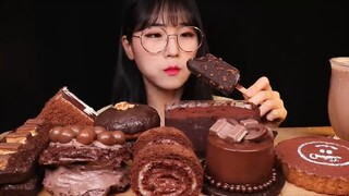 ASMR 초코푸딩 쇼콜라타르트 무스케이크 초코브라우니 초코아이스크림 초코케이크 먹방! Chocolate Dessert Ice Cream Cake