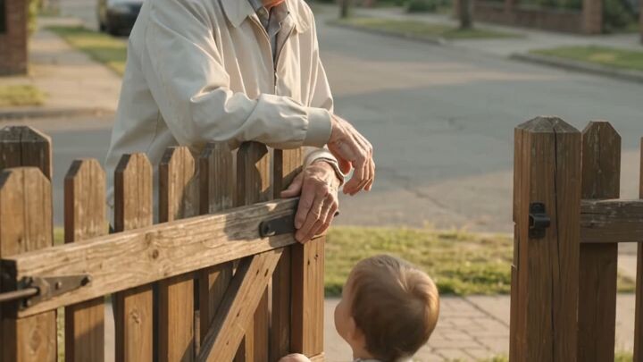 Grandpa waits by the gate, someone's keeping him company 🚪 patience runs in the family#grandpaandba