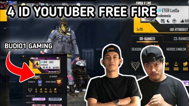 4 ID YOUTUBER FREE FIRE || LETDA HYPER | BUDI01 GAMING | RENDY RANGERS | CEPCILL ||