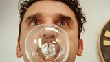 When a man eats a glass ball, he will spit out a light bulb, stop-motion animation "Lamp"