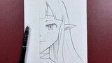 Easy anime drawing | how to draw anime elf half face step-by-step