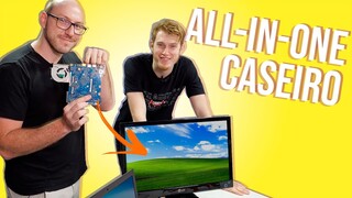 ALL-IN-ONE CASEIRO: ENFIAMOS um NOTEBOOK PRA DENTRO de uma TELA!