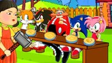 Squid Game (오징어 게임) vs Sonic, Amy, Eggman, Shadow, Tails Trying Honeycomb Candy Shape Challenge #50