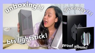 UNBOXING BTS OFFICIAL LIGHTSTICK - BTS ARMY BOMB MOTS SE Unboxing + BTS Proof Album GIVEAWAY!!!