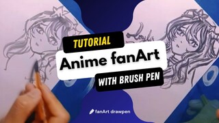 drawing with brushpen no grid, no pencil