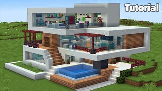 Minecraft: How to Build a Modern House Tutorial (Easy) #42 - Interior in Description!