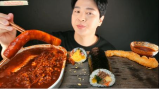 Mì cay, tokbokki, cơm cuộn, bánh bao chiên phần 6 #mukbang