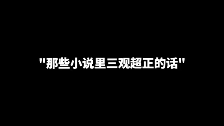 "那些小说里三观超正的话"