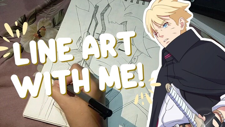 Line art gambar Boruto yang sebelum nya udah di up