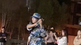 Military training playground dance version of beatbox, wearing military uniform dance more exciting 