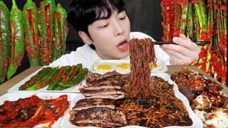 ASMR MUKBANG 직접 만든 양념 치킨먹방! 스테이크 짜파게티 레시피 & 먹방 FRIED CHICKEN AND BLACK BEAN NOODLES EATING SOUND!