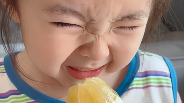 Haha! I ignored my mom's advice and insisted on eating the lemon. I blinked my eyes because it was s