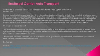 Enclosed Carrier Auto Transport