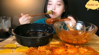 Mì tương đen hải sản, tôm chiên cay 8 #amthuc