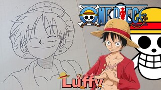 menggambar luffy dari anime one Piece
