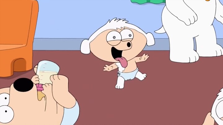 Family Guy: The birth brain allowed Stewie to give birth to a human dog or a dog-man from his mouth?