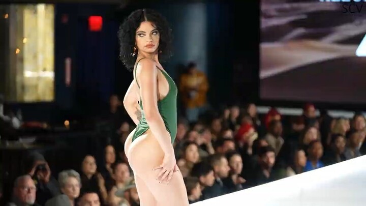 💚 WOW! Stunning Olive Green Swimsuit Runway Walk | Fashion Week 2026 #shorts