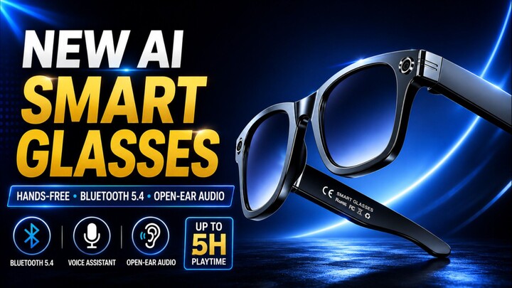 NEW AI Smart Glasses with Handsfree Bluetooth Open Ear Audio Sunglasses in 226