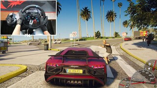 Driving Lamborghini Aventador SV - GTA 5 | Realistic Sound & Handling | Logitech g29