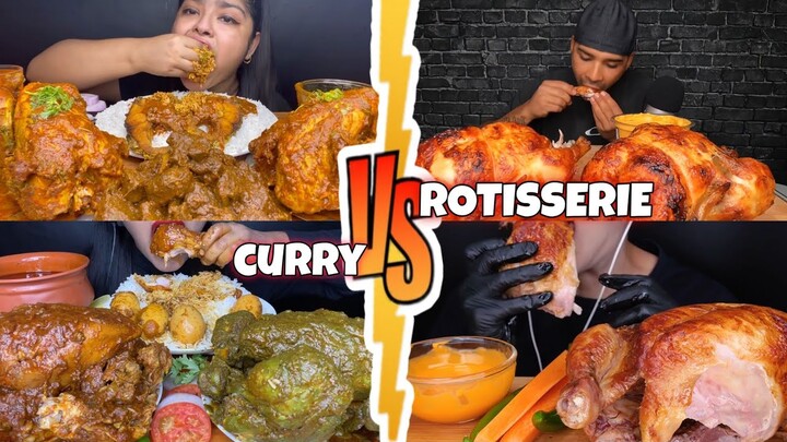 WHOLE Chicken Curry VS WHOLE ROTISSERIE Chicken! Who do u think will win? 🍗🆚🍗🙀