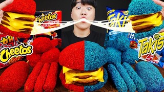 ASMR MUKBANG 직접 만든 치토스 햄버거 치즈스틱 불닭볶음면 핫도그 먹방 & 레시피 FIRE NOODLES AND BURGER EATING SOUND!