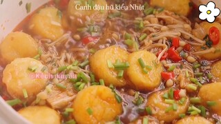 Canh đậu hũ kiểu Nhật + Thịt lợn sốt đào chua ngọt 💕✨