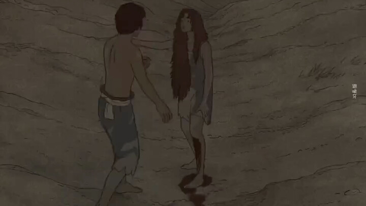 After the tsunami, the boy decides to leave the deserted island with a sea turtle, leaving only the 