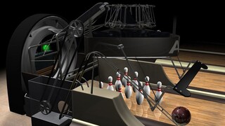 3D建模演示：机器是如何整理并摆好保龄球瓶的？