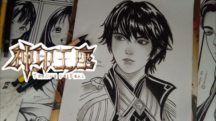 Long Haochen - Throne of Seal || Black and White Art (SPEED DRAWING)