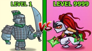 NINJA LÀNG LÁ LV 100 PHI TIÊU VS TẦN THỦY HOÀNG 9999 Tower Conquest - TOP GAME ANDROID IOS THÀNH EJ