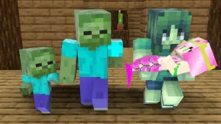 MONSTER SCHOOL : BABY ZOMBIE'S FAMILY AND A CUTE BABY MERMAID  - MINECRAFT ANIMATION