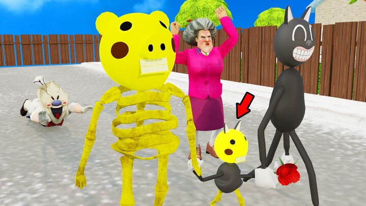 Scary Teacher 3D Piggy and Cartoon Cat have Baby - Funny Trolling Miss T Compilation