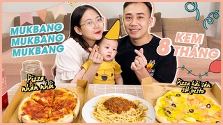 Mukbang cả bàn Pizza nhân nhồi hot nhất Facebook mừng Kem 8 tháng tuổi 🍕🥳🎉