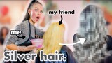 Bleaching & Dyeing my friend's hair SILVER