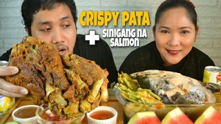 CRISPY PATA + SINIGANG NA ULO NG SALMON | COLLABORATION WITH @Ms Draffs Backyard | PINOY MUKBANG