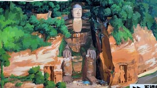 Opaque Watercolor Leshan Giant Buddha