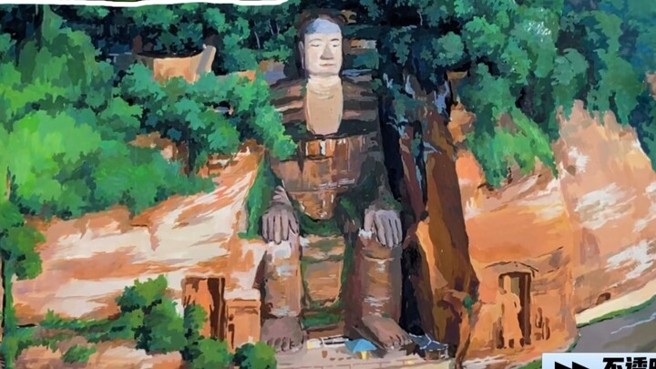 Màu nước *c tượng Phật khổng lồ Lạc Sơn
