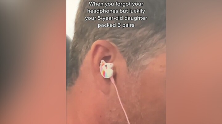 Dad wears cute headphones