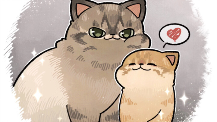 Healing Illustrations | The Dominant Cat and His Little Sweetheart