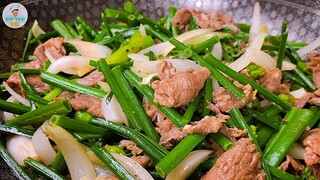 BÒ XÀO BÔNG HẸ thơm ngon bổ dưỡng, nấu cực nhanh | Bếp Của Vợ