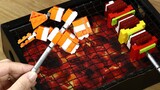 บาร์บีคิวเสียบไม้ย่างเลโก้ที่สมบูรณ์แบบ - Mukbang Lego Food/ Stop Motion Cooking & ASMR