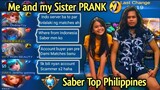 Me and my Sister Prank - BEST SABER BUILD 2021 - Top Global Saber - Master Bodak MLBB