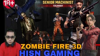melawan zombie senior machinist di game zombie fire 3D