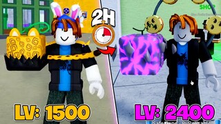 Blox Fruit - Thử Thách ĂN TẤT CẢ TRÁI ÁC QUỶ RANDOM mỗi 2h (Level 1500 to 2400 in Roblox)