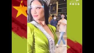 Kim Duyên tự hào hô 2 tiếng Việt Nam tại sân bay đến Miss Universe 2021
