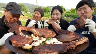 [토마호크스테이크🍖] 손에 들고 뜯어 먹는 대왕 솥뚜껑 토마호크 스테이크!! (Big size Tomahawk steak) 요리&먹방!! - Mukbang eating show