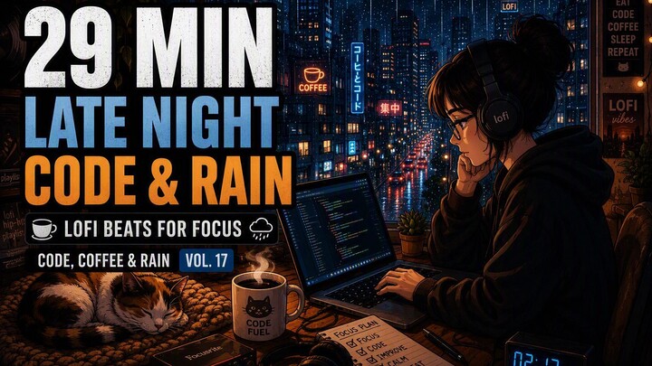 [29 Min] ☕ Rainy Night Lofi Beats for Deep Focus | 29分钟雨夜Lofi：治愈失眠与专注学习