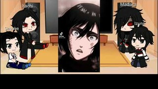 4 uchiha react to Ackerman [•] (1/2) [•] Mikasa Ackerman [•] short  #gachaclub #reaction