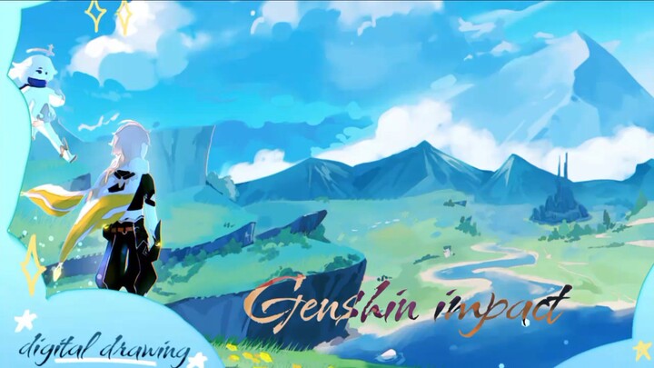 digital drawing||  timelapse ku menggambar landscape bertema genshin impact!★